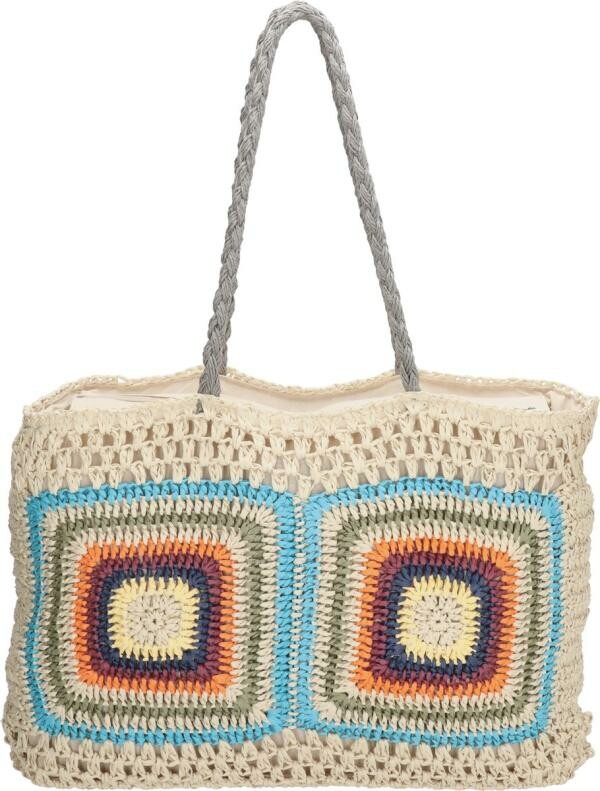PE-Florence Shopper Natural Life Licht Natuur Turquoise - Afbeelding 2
