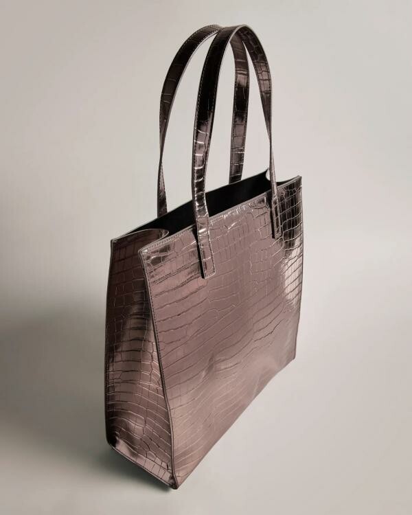 Ted Baker London Shopper Croccon Metallic Roze Taskalederwaren
