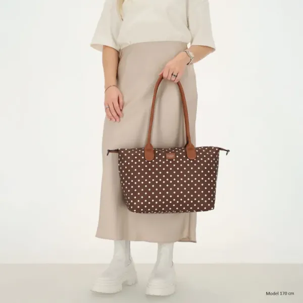 Charm Londen Shopper/Schoudertas Buckingham Wit-Donkerbruin - Afbeelding 3