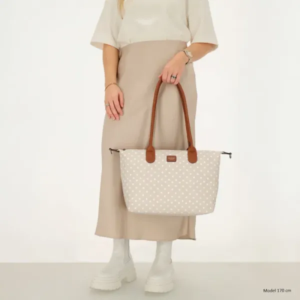 Charm Londen Shopper/Schoudertas Buckingham Wit-Taupe - Afbeelding 3