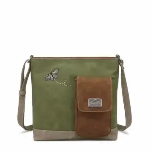 Hi-Di-Hi Schoudertas Quack Green/Cognac/Beige