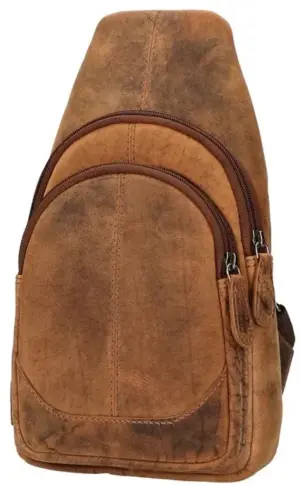 Leather Design Crossbody Tas Bruin