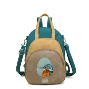 Hi-Di-Hi Rug/Schouder/Handtas Eggy Beige-Perzik-Petrol