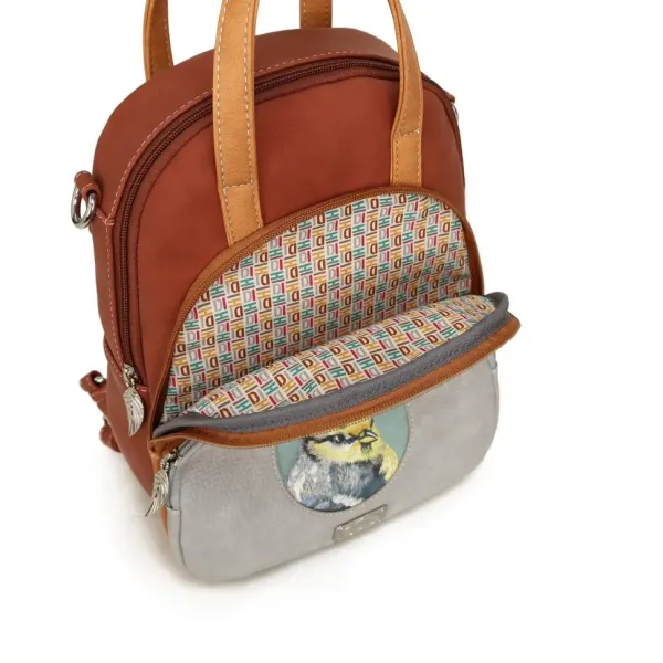 Hi-Di-Hi Rug/Schouder/Handtas Eggy Grijs-Oranje-Rood - Afbeelding 3