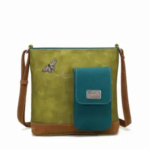 Hi-Di-Hi Schoudertas Quack /L.Green/Petrol/Cognac
