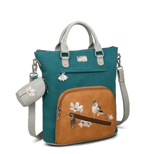 Hi-Di-Hi Shopper/Schoudertas Chit-Chat Petrol-Oranje - Afbeelding 5