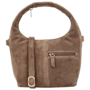 Charm Londen Hand/Schoudertas suéde Sevilla Donkertaupe