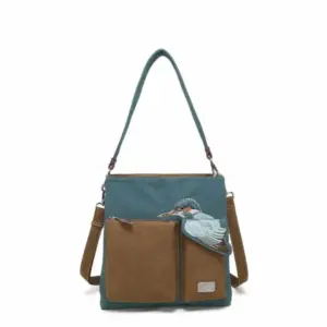 Hi-Di-Hi Schoudertas King Shopper Petrol/Cognac