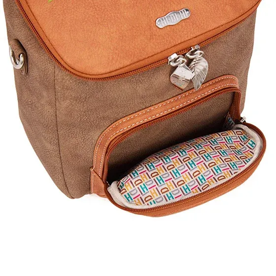 Hi-Di-Hi Hand/Schouder/Rugtas Woods Brown/Orange - Afbeelding 3