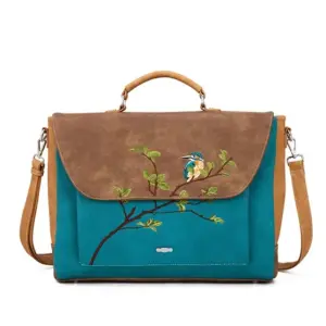 Hi-Di-Hi Laptoptas 16" Busy Bird Teal/Brown